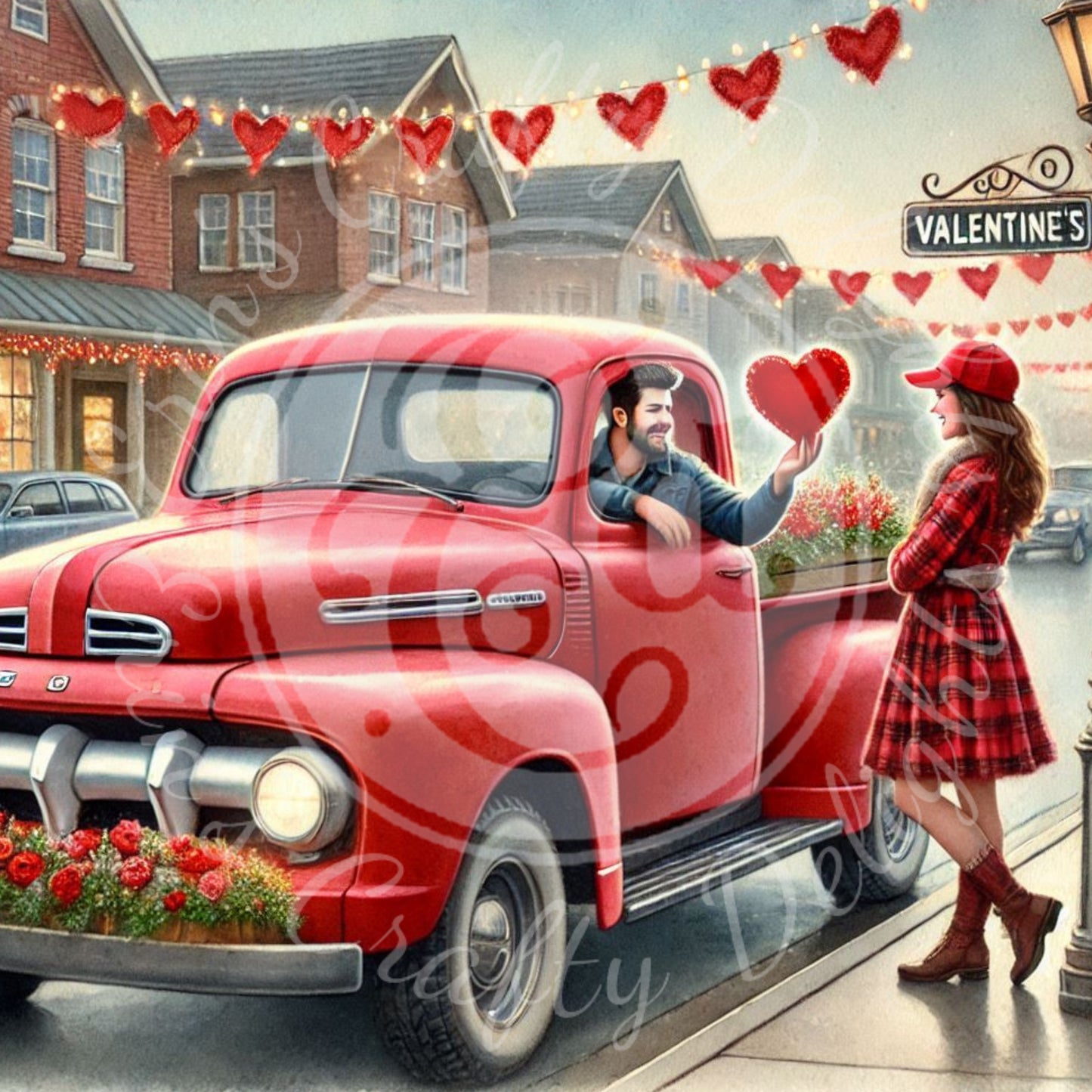 6 Couple in Love and Red Truck