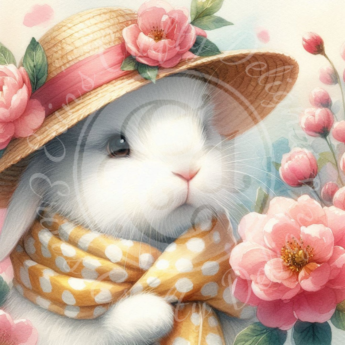 6 Spring Bunny with Hat and Scarf