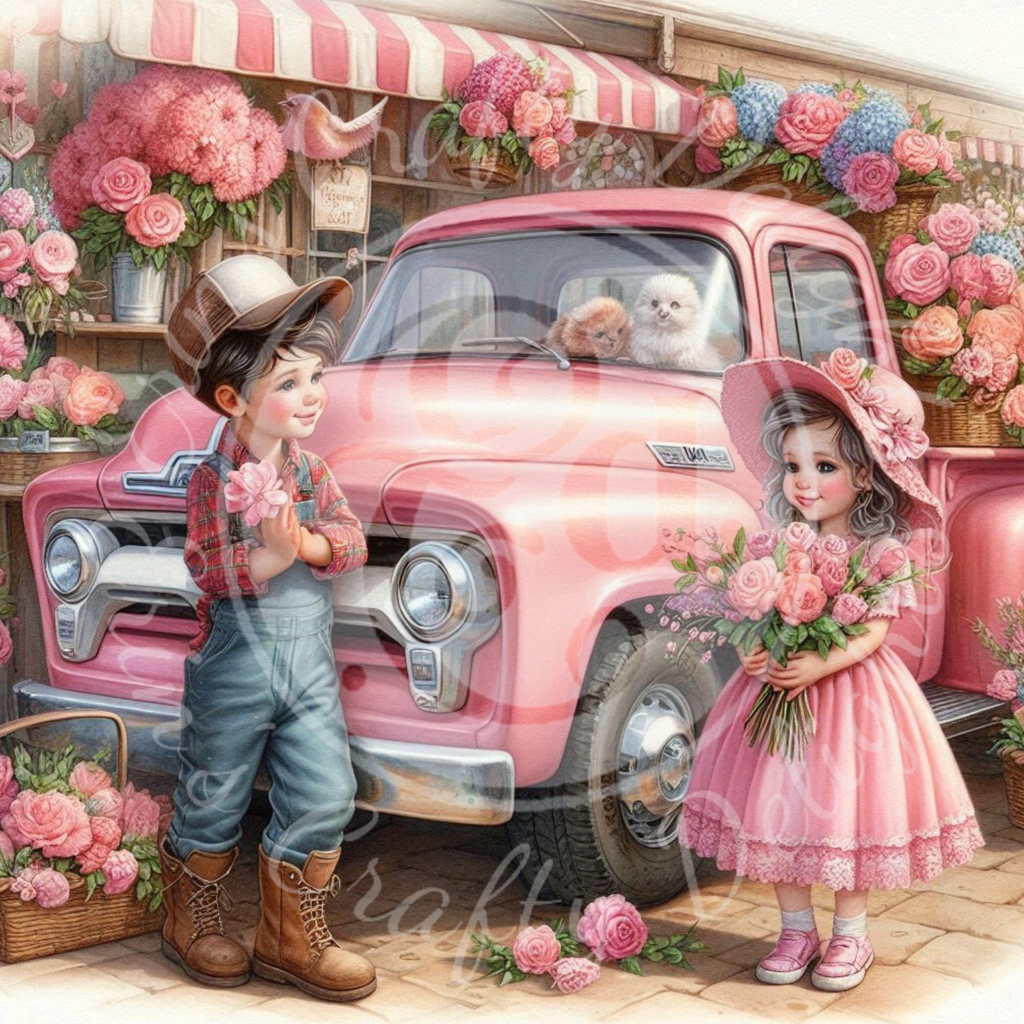 6 Valentine's Day Kids & Flowers Truck