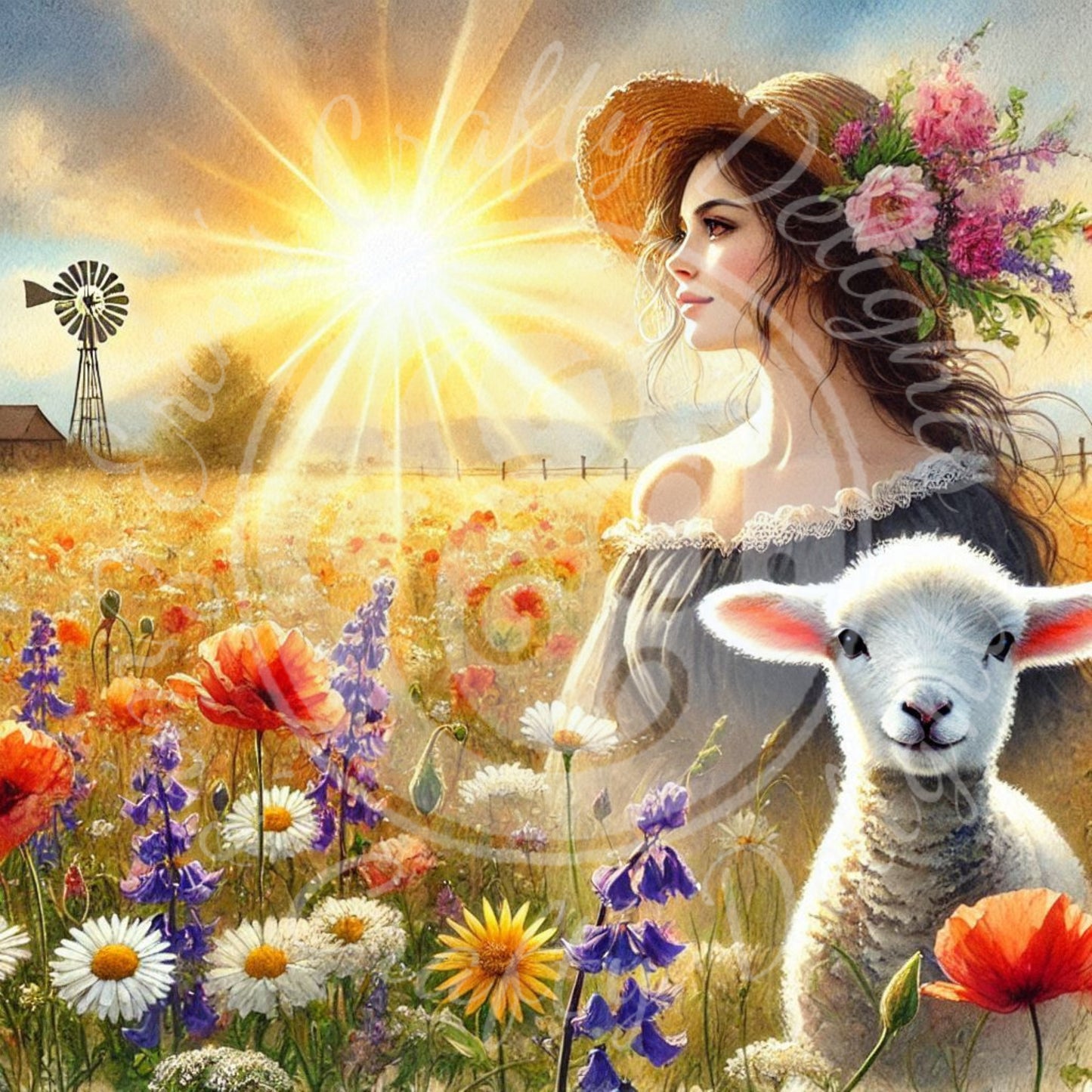 6 Spring Woman & Lamb