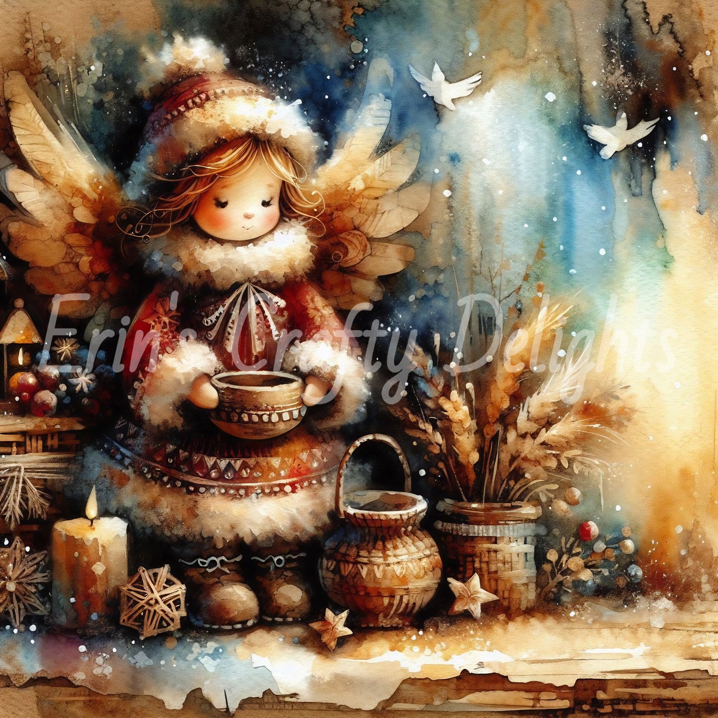 7 Sq Cute Christmas Angel 8x8 Printable