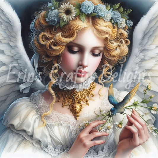 7 Sq Victorian Angel 8x8 Printable