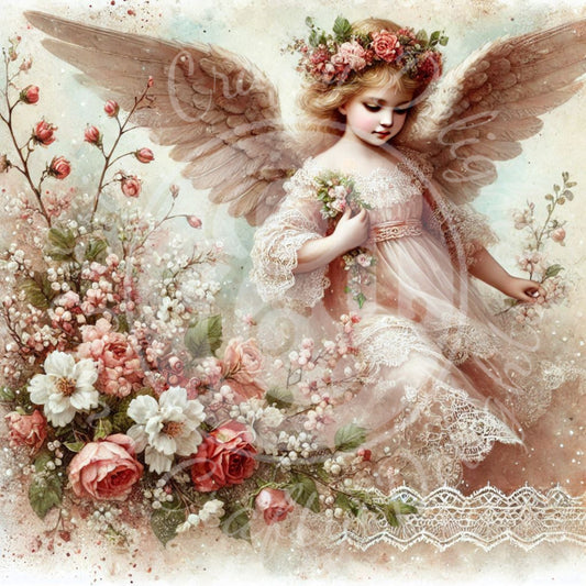 7 Sq Spring Angel Child 8x8 Printable