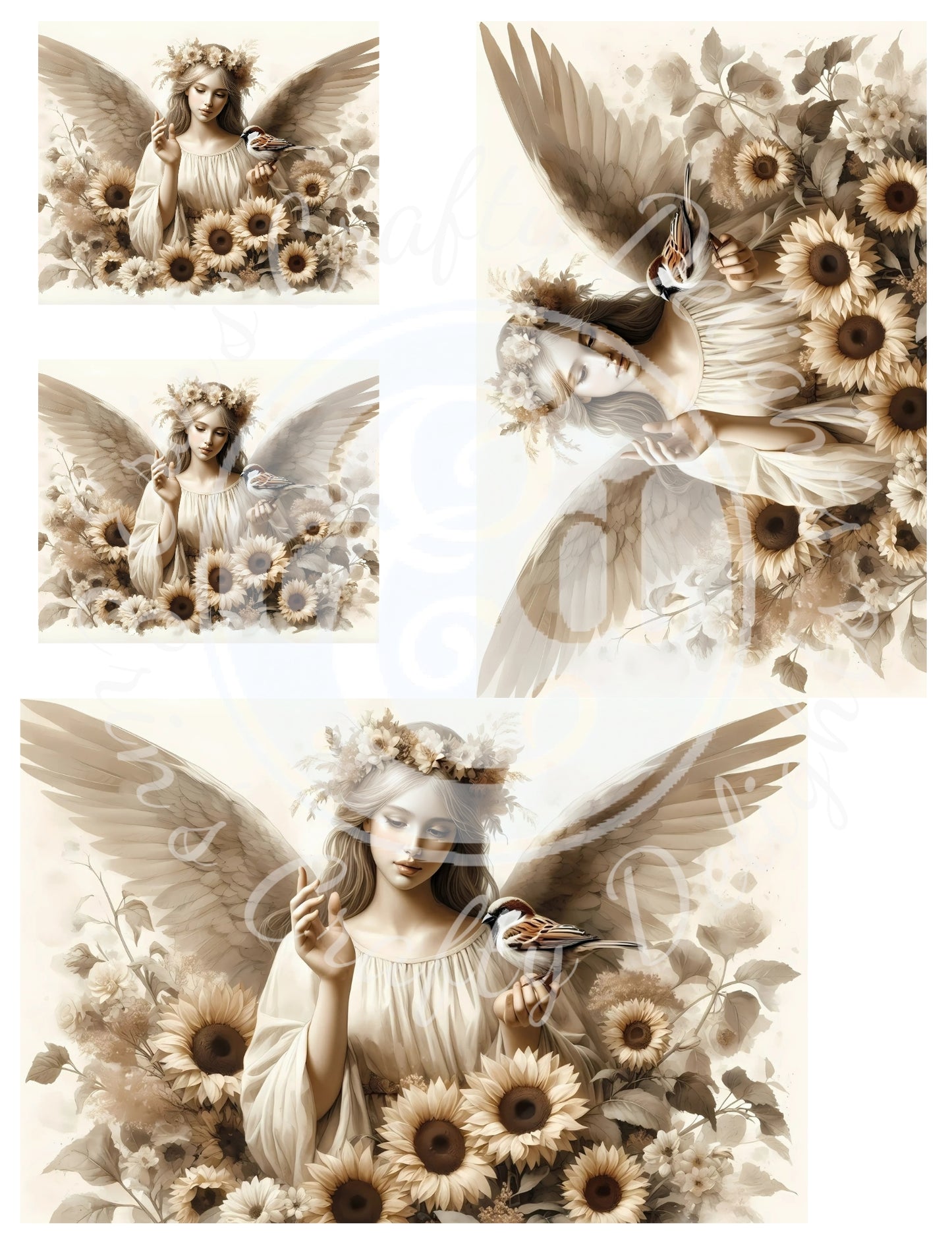 7 HMS Fall Sparrow Angel Mix Size Printable Set