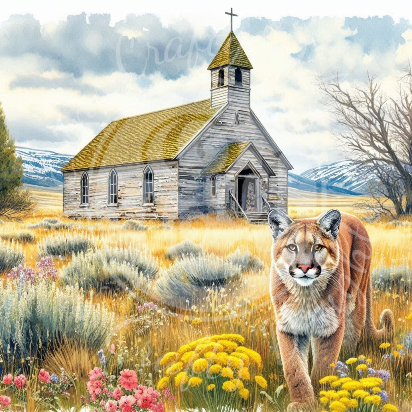 7 Spring Prairie Church and Mountain Lion