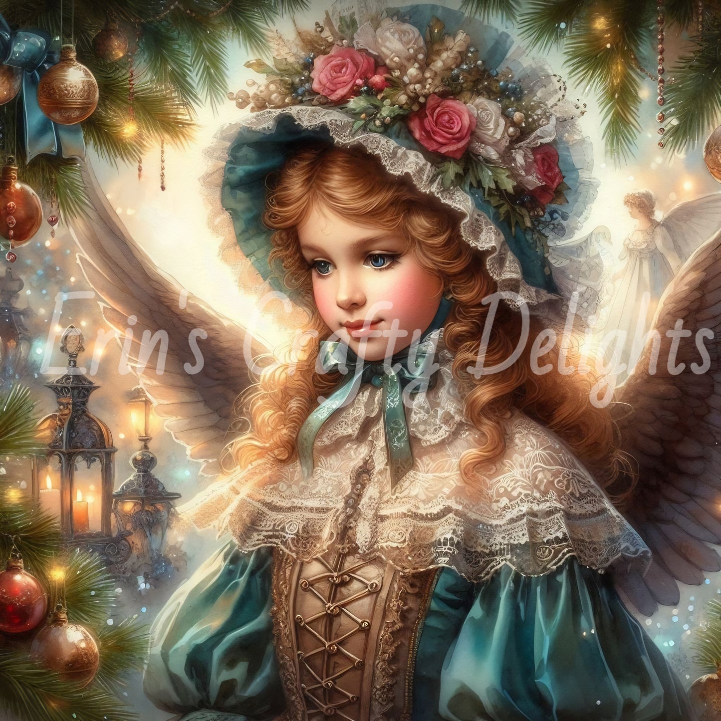 7 Sq Victorian Angel Child 8x8 Printable