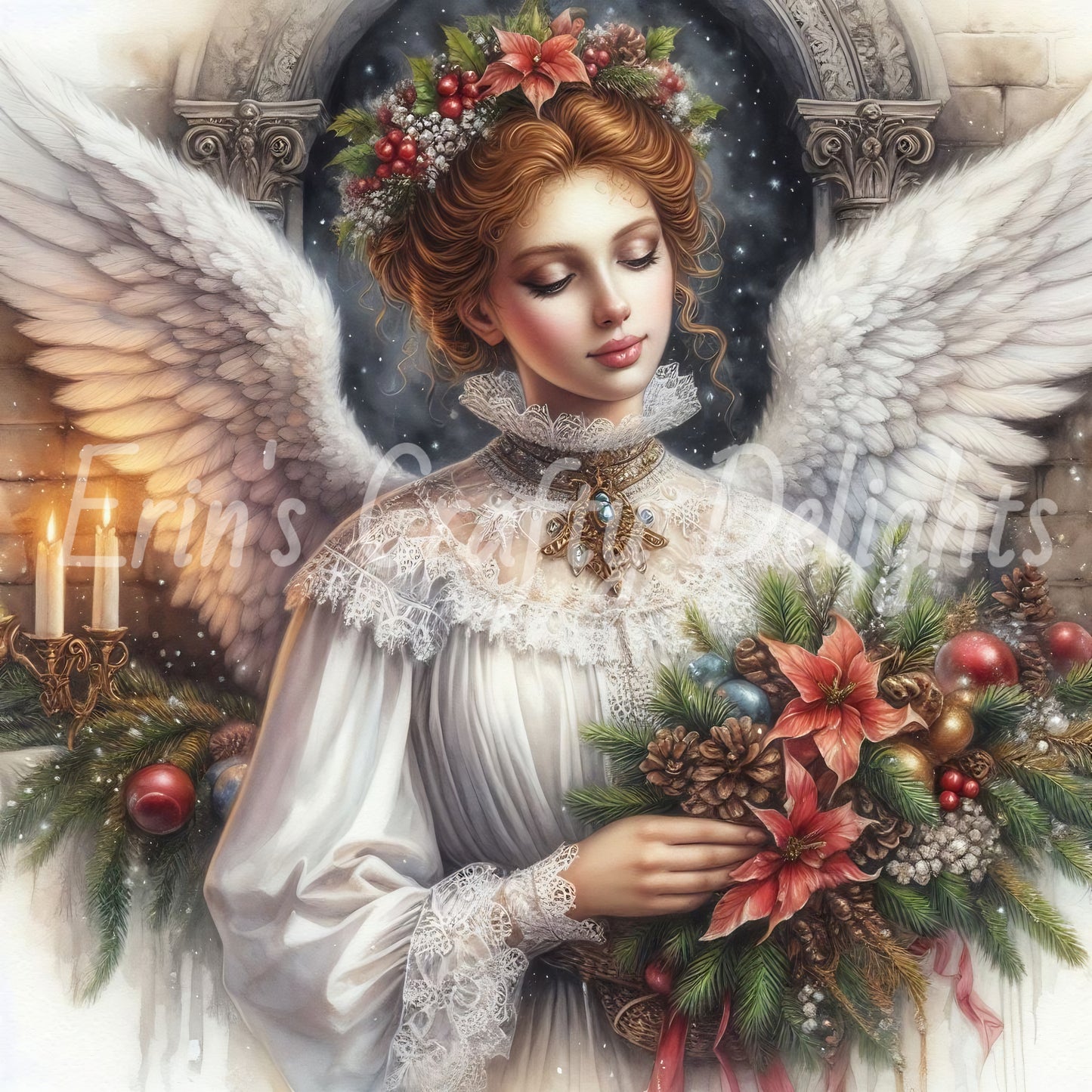 7 Sq Victorian Christmas Angel 8x8 Printable