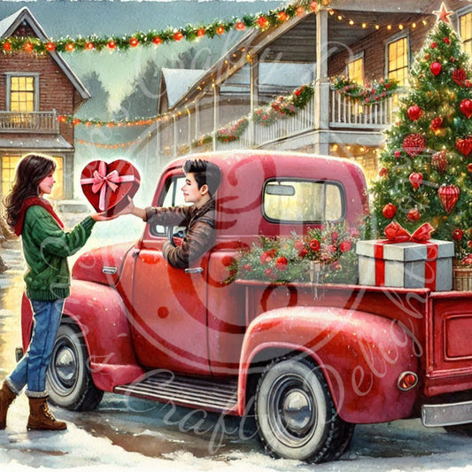 8 Couple in Love and Red Truck