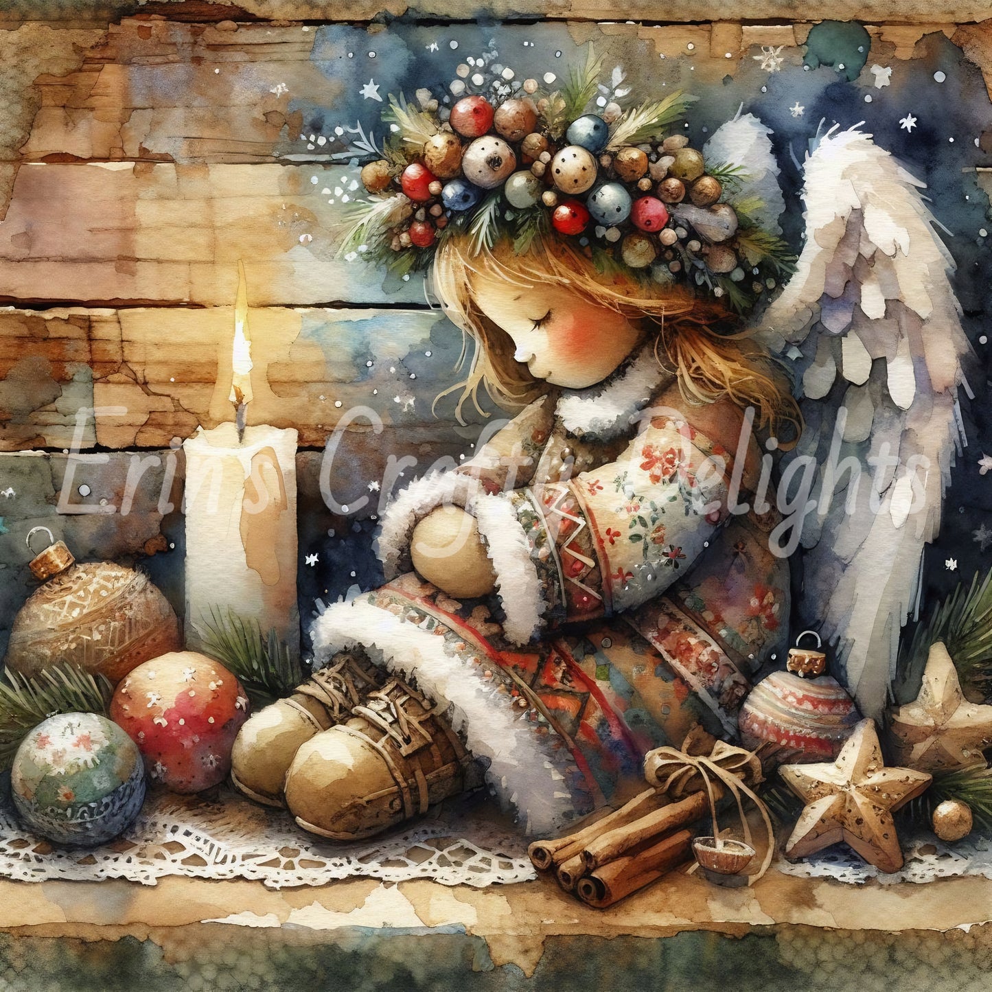 8 Sq Cute Christmas Angel 8x8 Printable