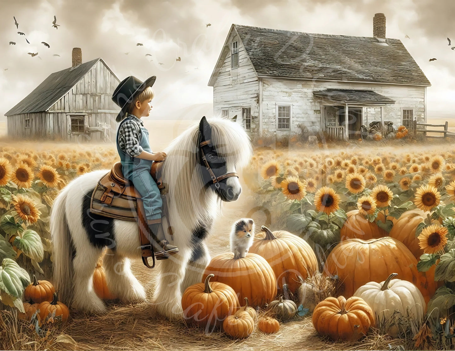 8H Fall Boy & His Pony 8x10" Printable