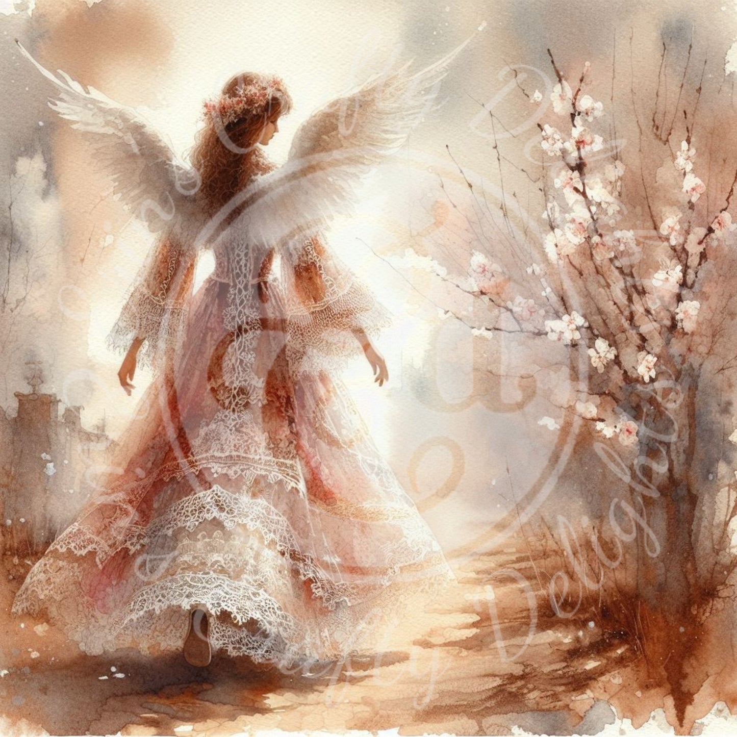 8 Sq Spring Angel 8x8 Printable