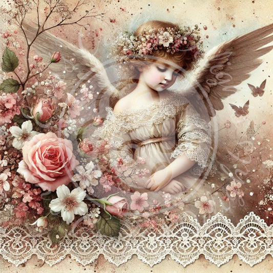 8 Sq Spring Angel Child 8x8 Printable