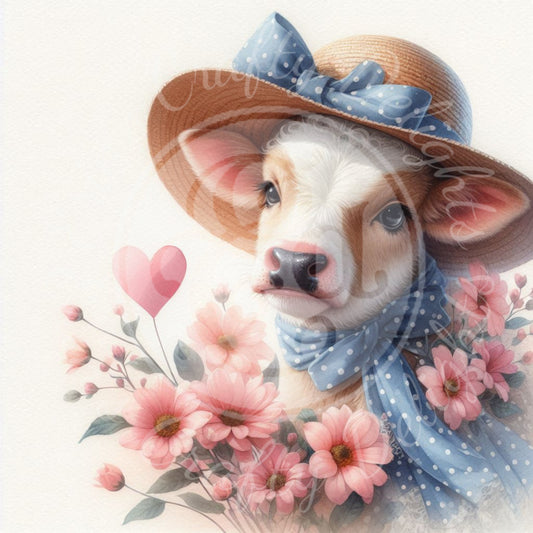 8 Spring Calf with Hat and Scarf
