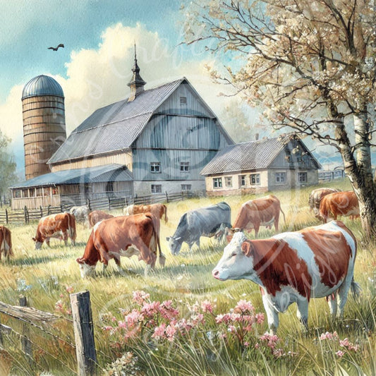 8 Springtime Holstein Cow