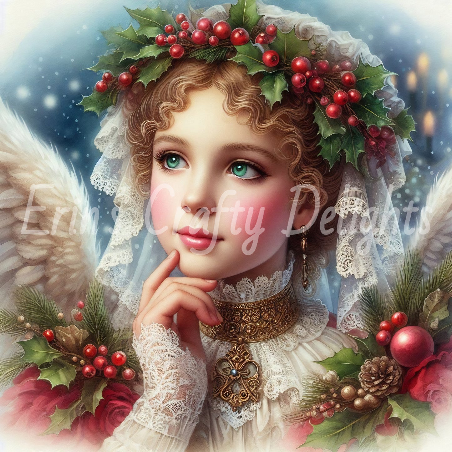8 Sq Victorian Angel Child 8x8 Printable