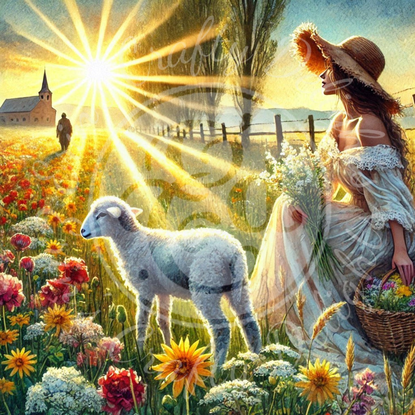 8 Spring Woman & Lamb