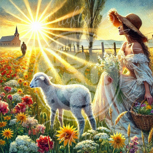 8 Spring Woman & Lamb