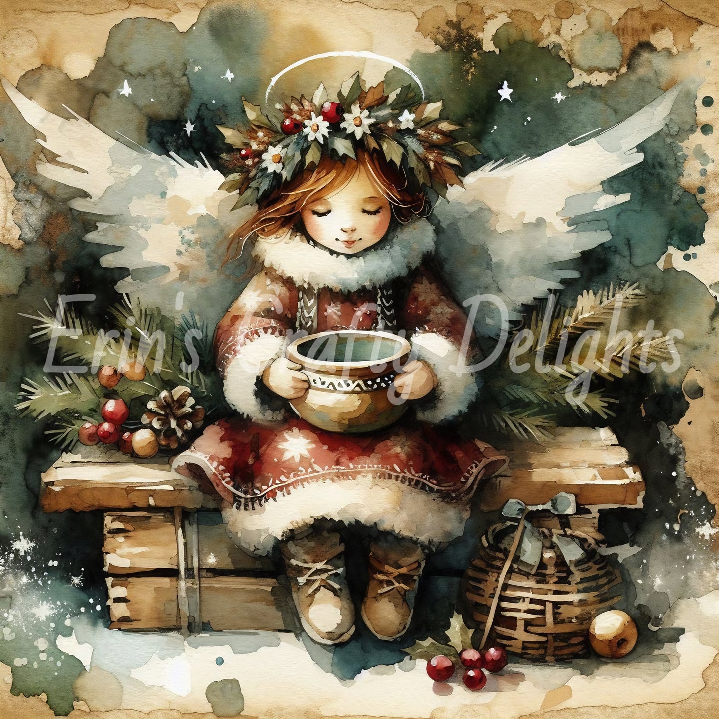 9 Sq Cute Christmas Angel 8x8 Printable