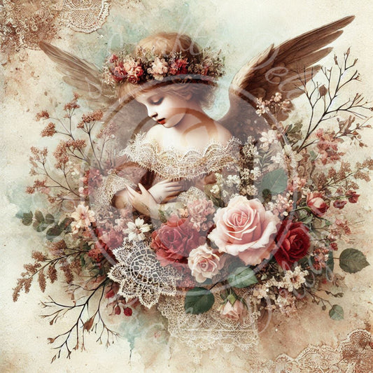 9 Sq Spring Angel Child 8x8 Printable