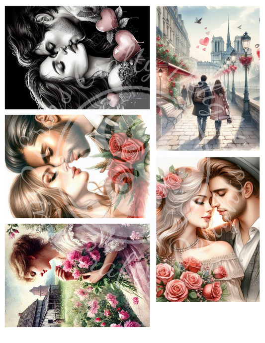 9 Valentine's Day ATC Artistic Trading Cards Backgrounds