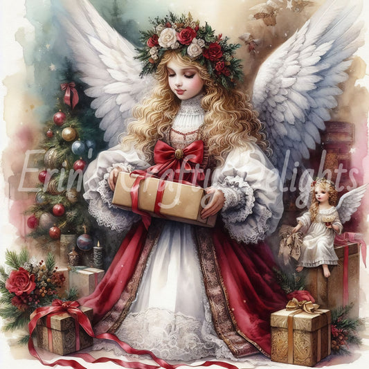 9 Sq Victorian Angel Child 8x8 Printable