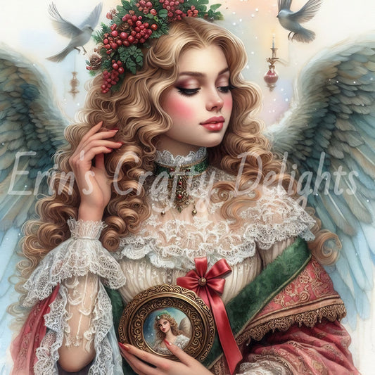 9 Sq Victorian Christmas Angel 8x8 Printable
