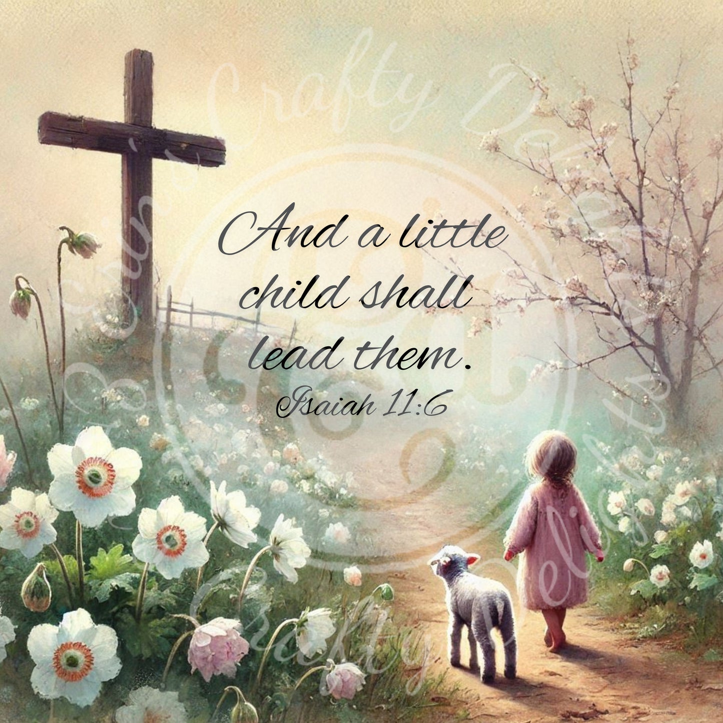 And A Little Child Shall Lead Them Girl 8x8" Printable