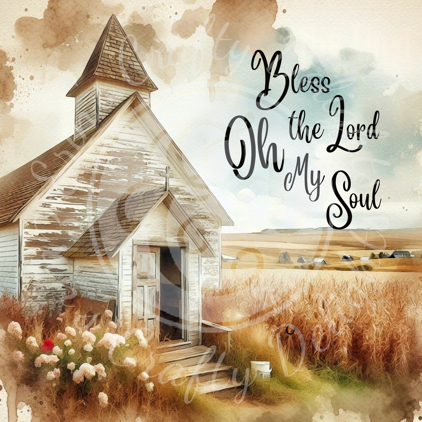 2 Sq Inspirational Bless the Lord Oh My Soul 8x8" Downloadable Printable
