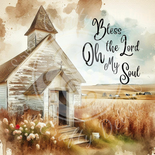 2 Sq Inspirational Bless the Lord Oh My Soul 8x8" Downloadable Printable