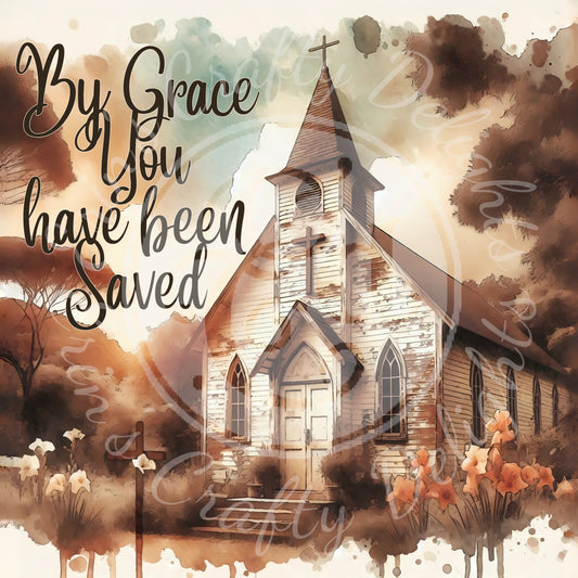 By Grace You Have Been Saved Church 8x8" Printable
