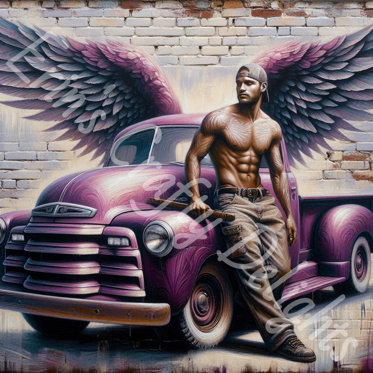 Vintage Angel Wing Purple Truck 1