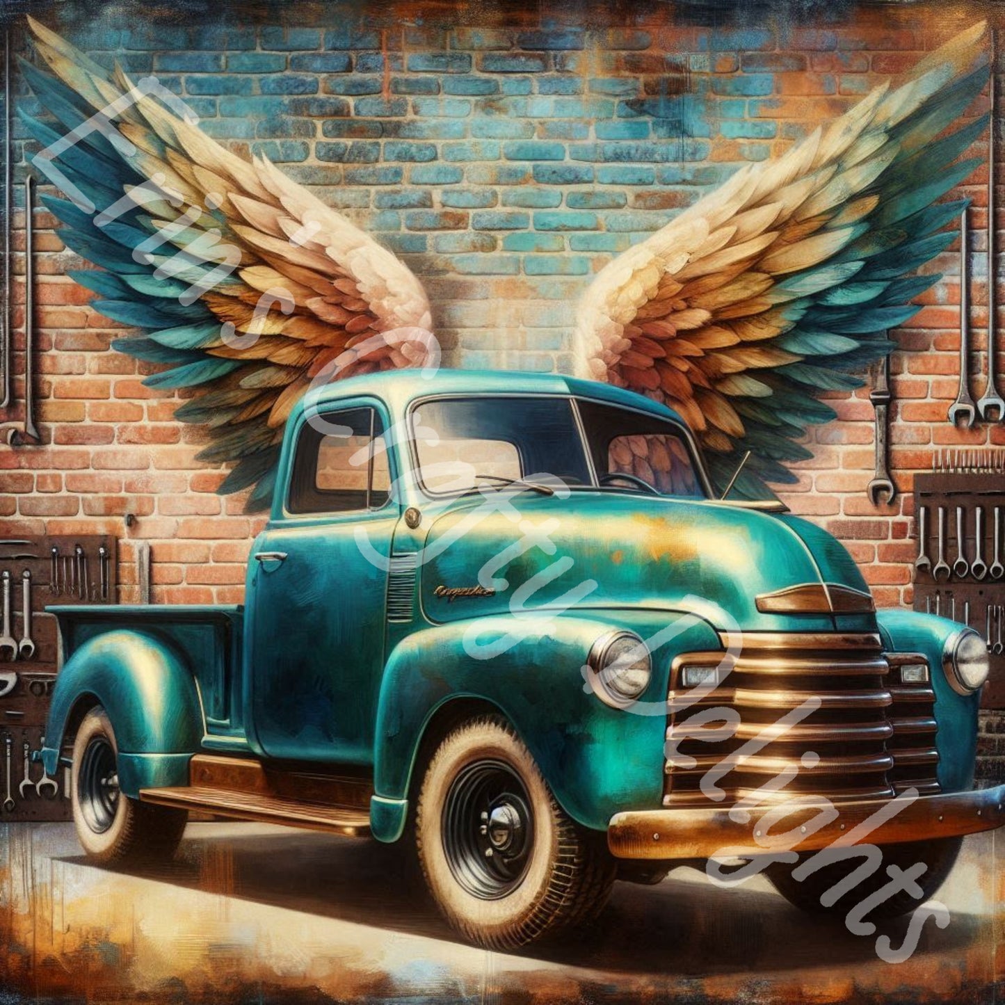 Vintage Angel Wing Turquoise Truck 1