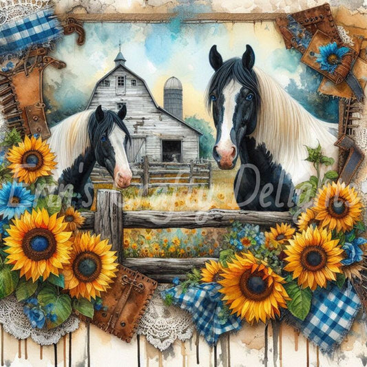 Blue Gingham Paint Horse 4