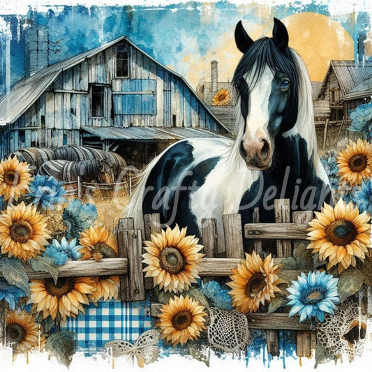 Blue Gingham Paint Horse 5