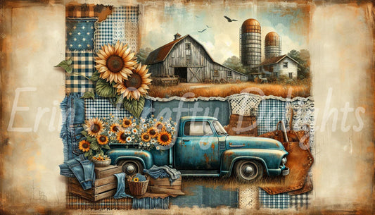 Blue Gingham Truck 2