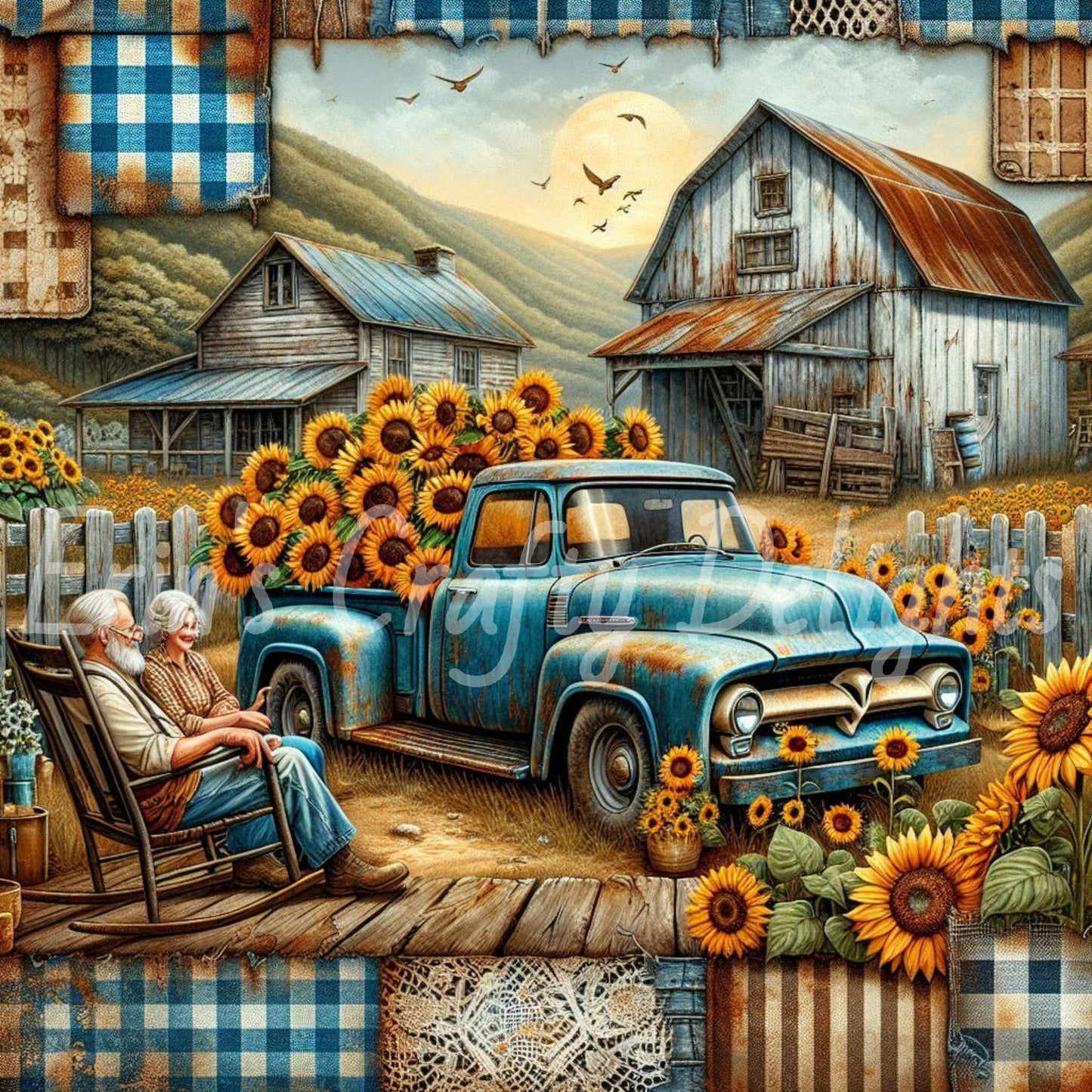 Blue Gingham Truck Set 1