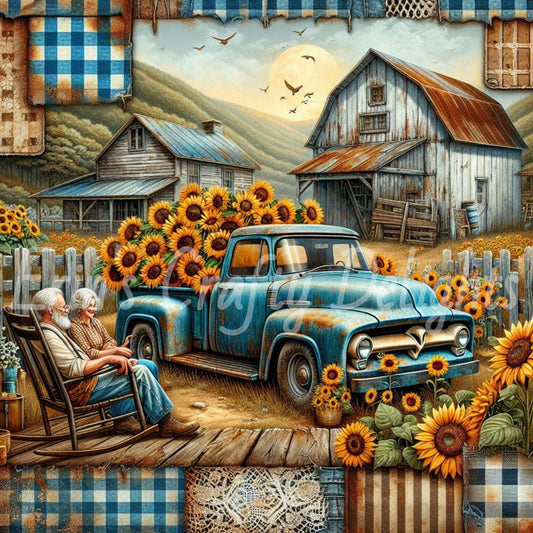 Blue Gingham Truck Set 1