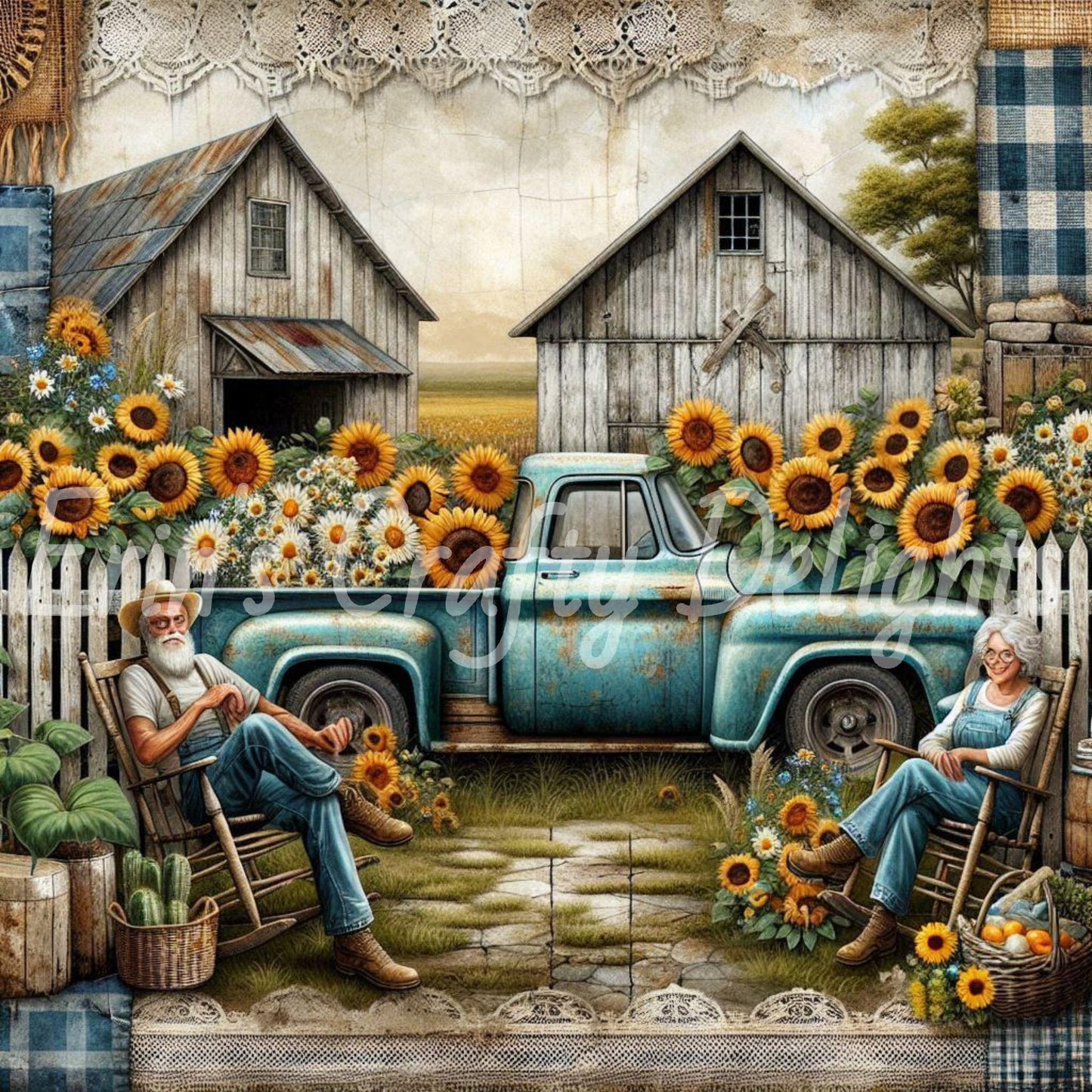 Blue Gingham Truck Set 1