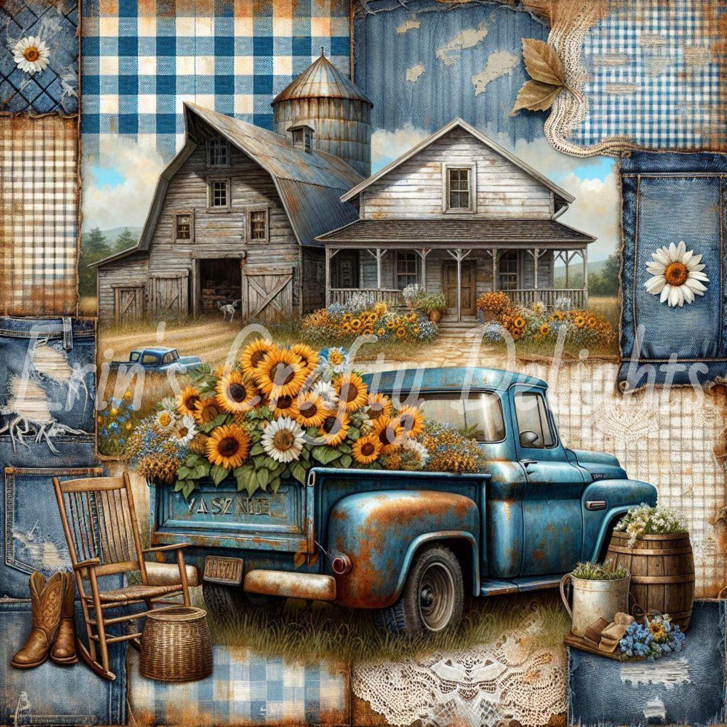 Blue Gingham Truck Set 1