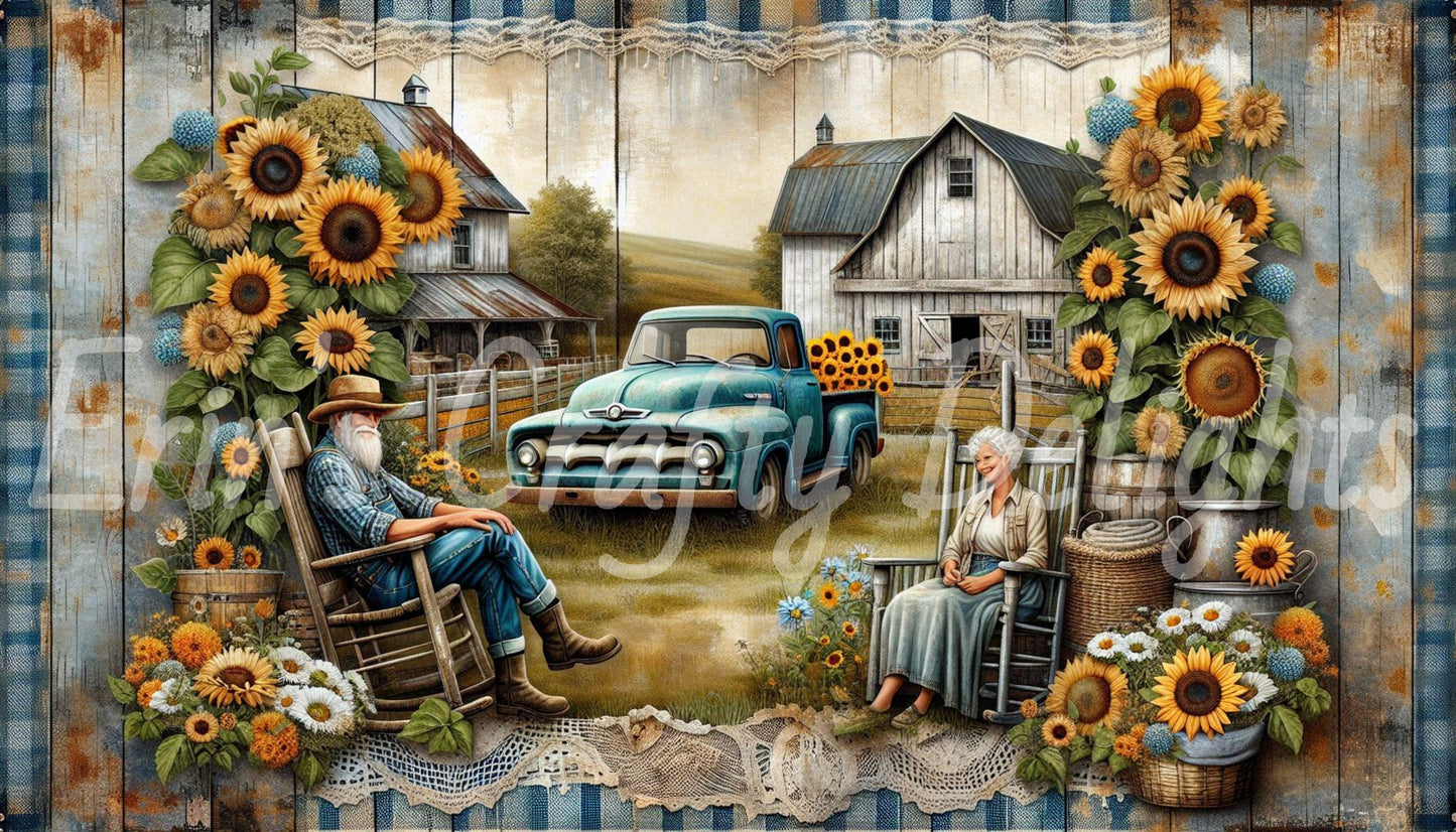 Blue Gingham Truck Set 1