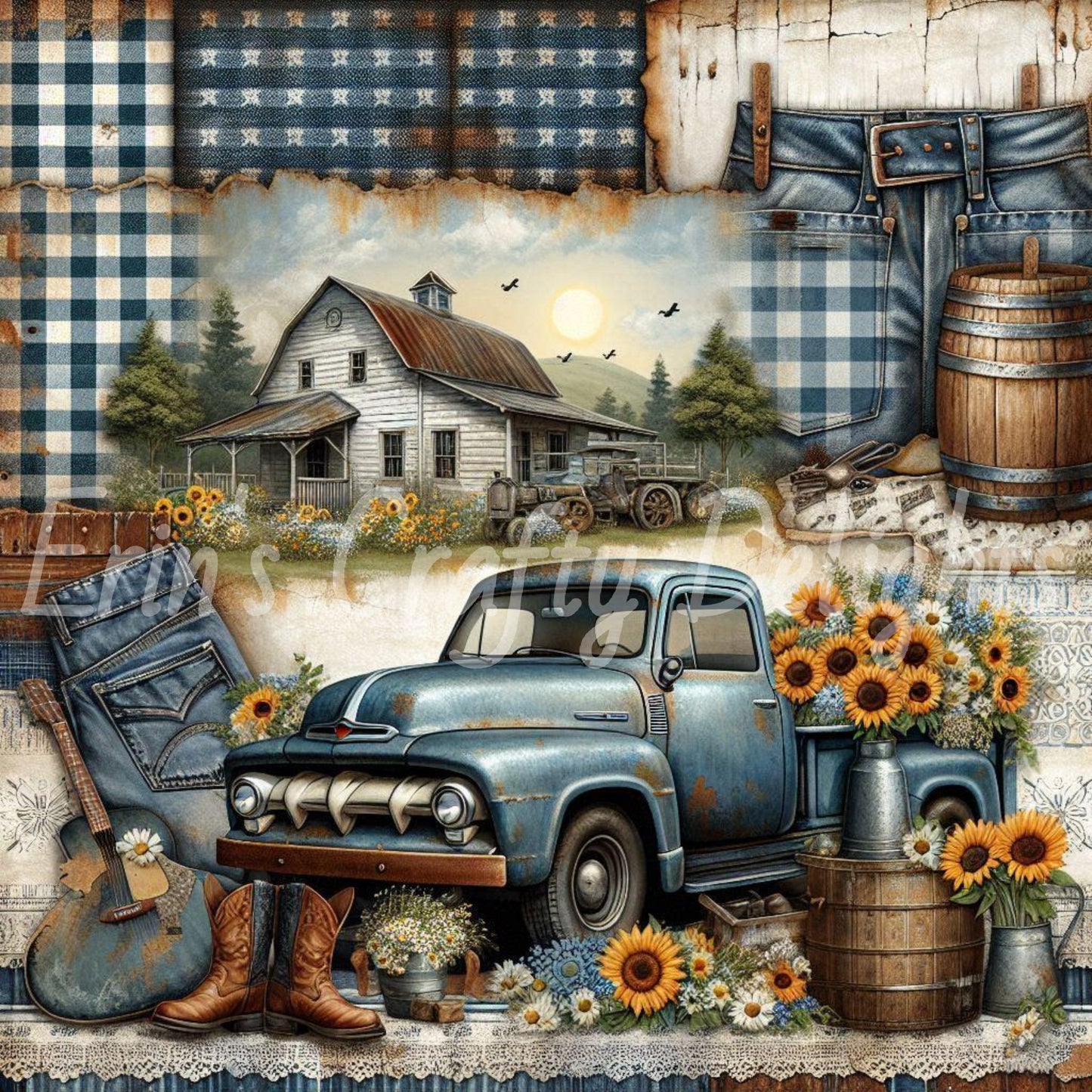 Blue Gingham Truck Set 1