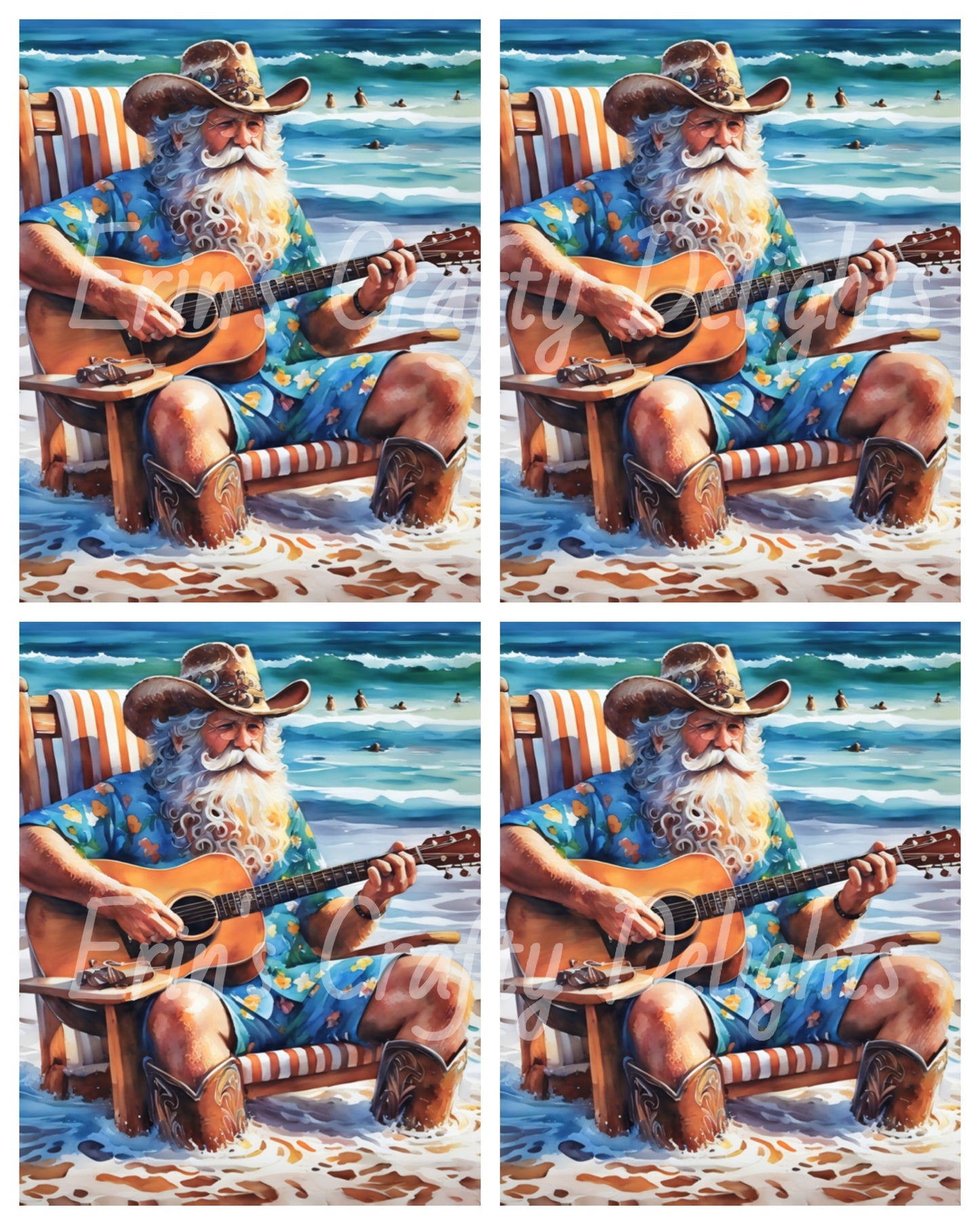 Beach Cowboy Santa & Guitar 1