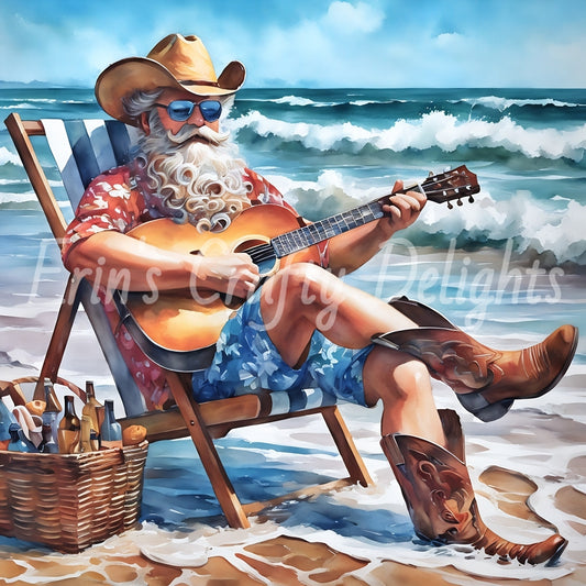 Beach Cowboy Santa & Guitar 2