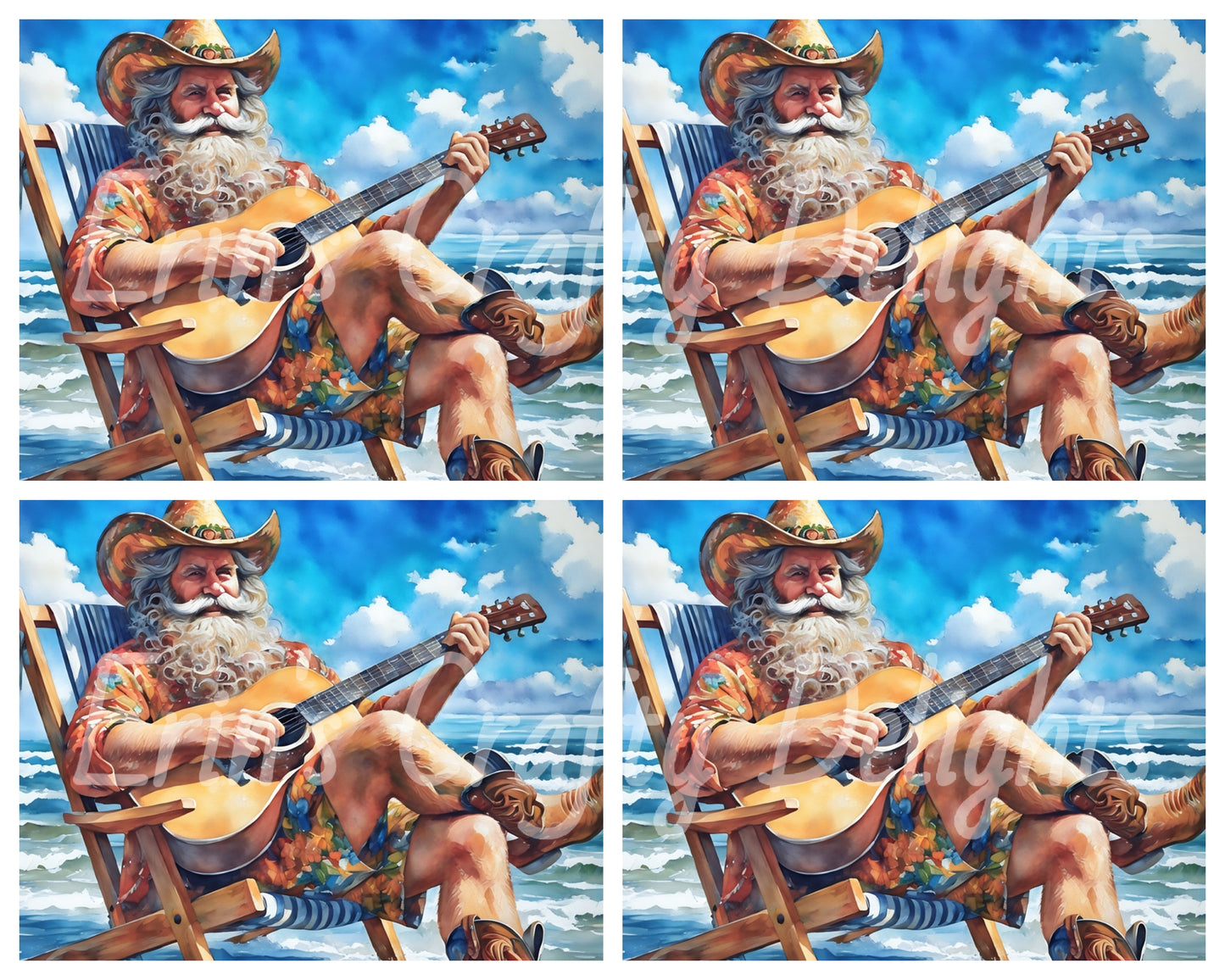 Beach Cowboy Santa & Guitar 3