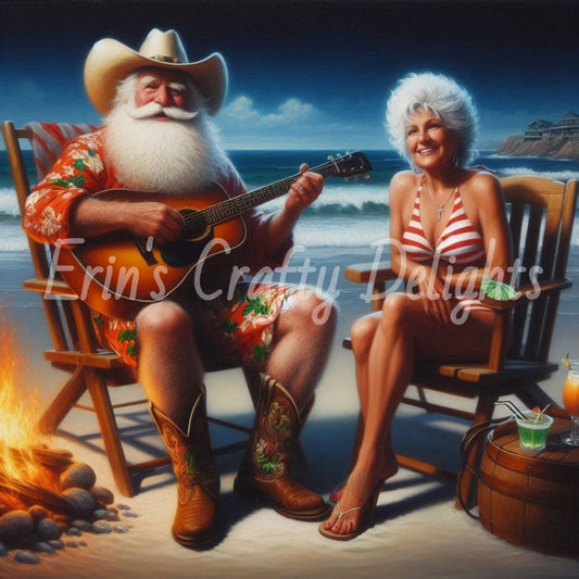 Beach Cowboy Santa & Mrs Claus 1