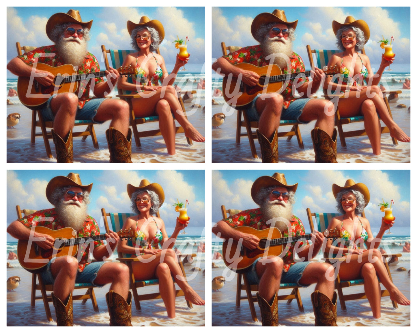 Beach Cowboy Santa & Mrs Claus 2