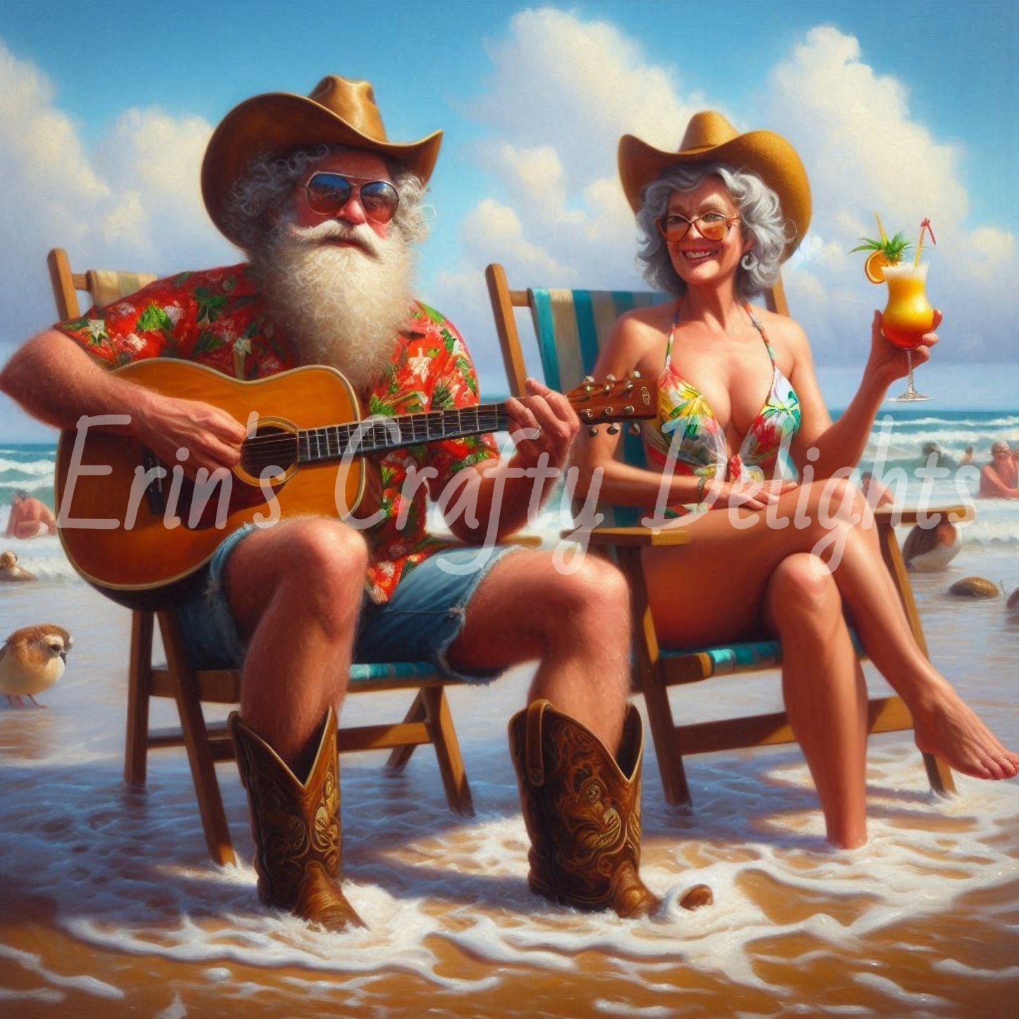 Beach Cowboy Santa & Mrs Claus 2