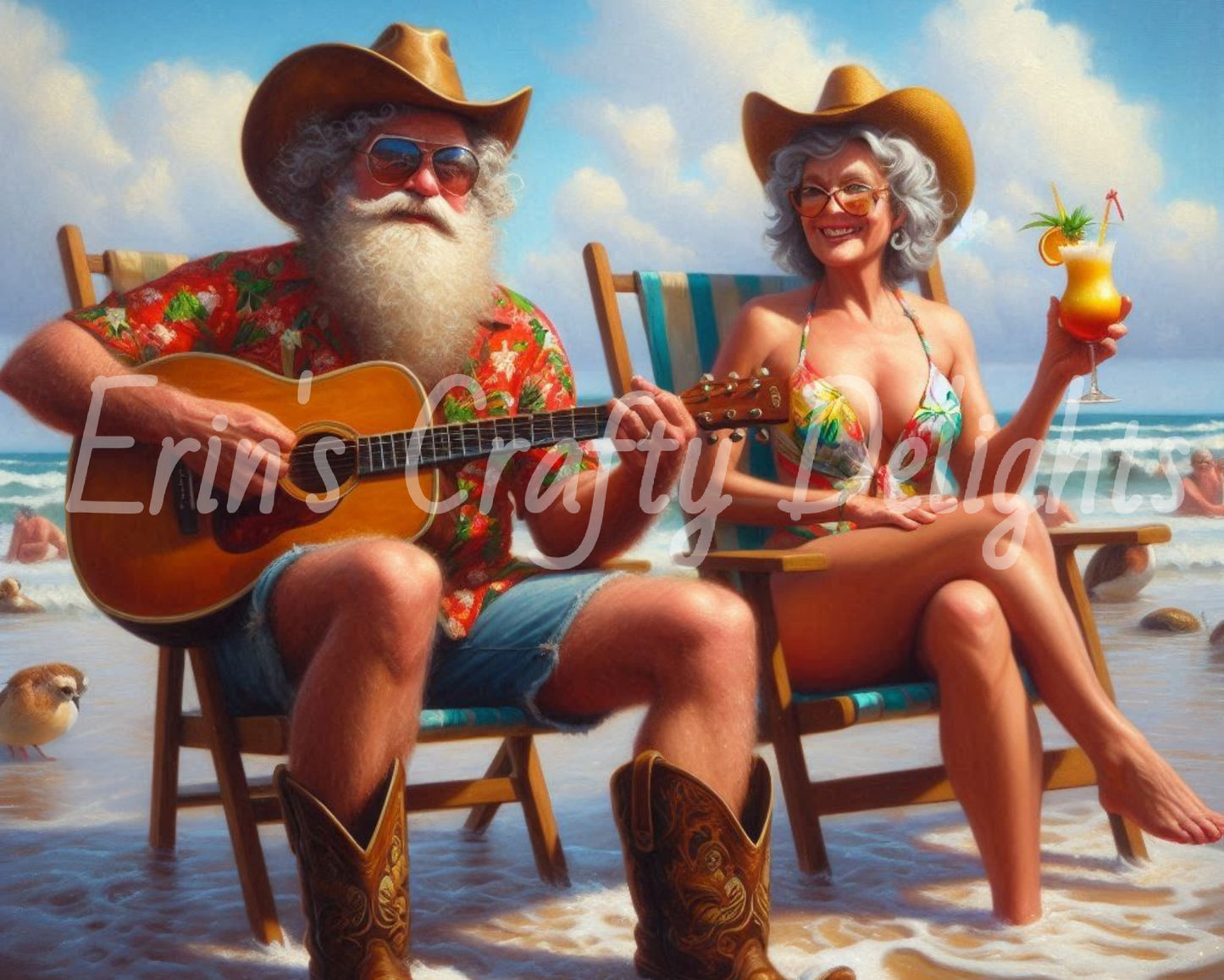 Beach Cowboy Santa & Mrs Claus 2