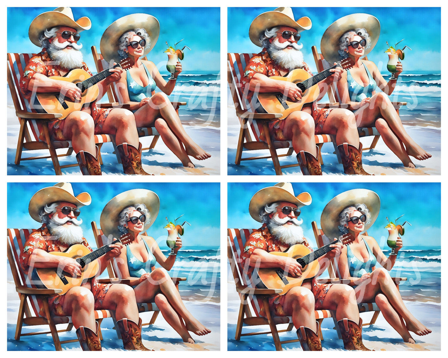 Beach Cowboy Santa & Mrs Claus 3
