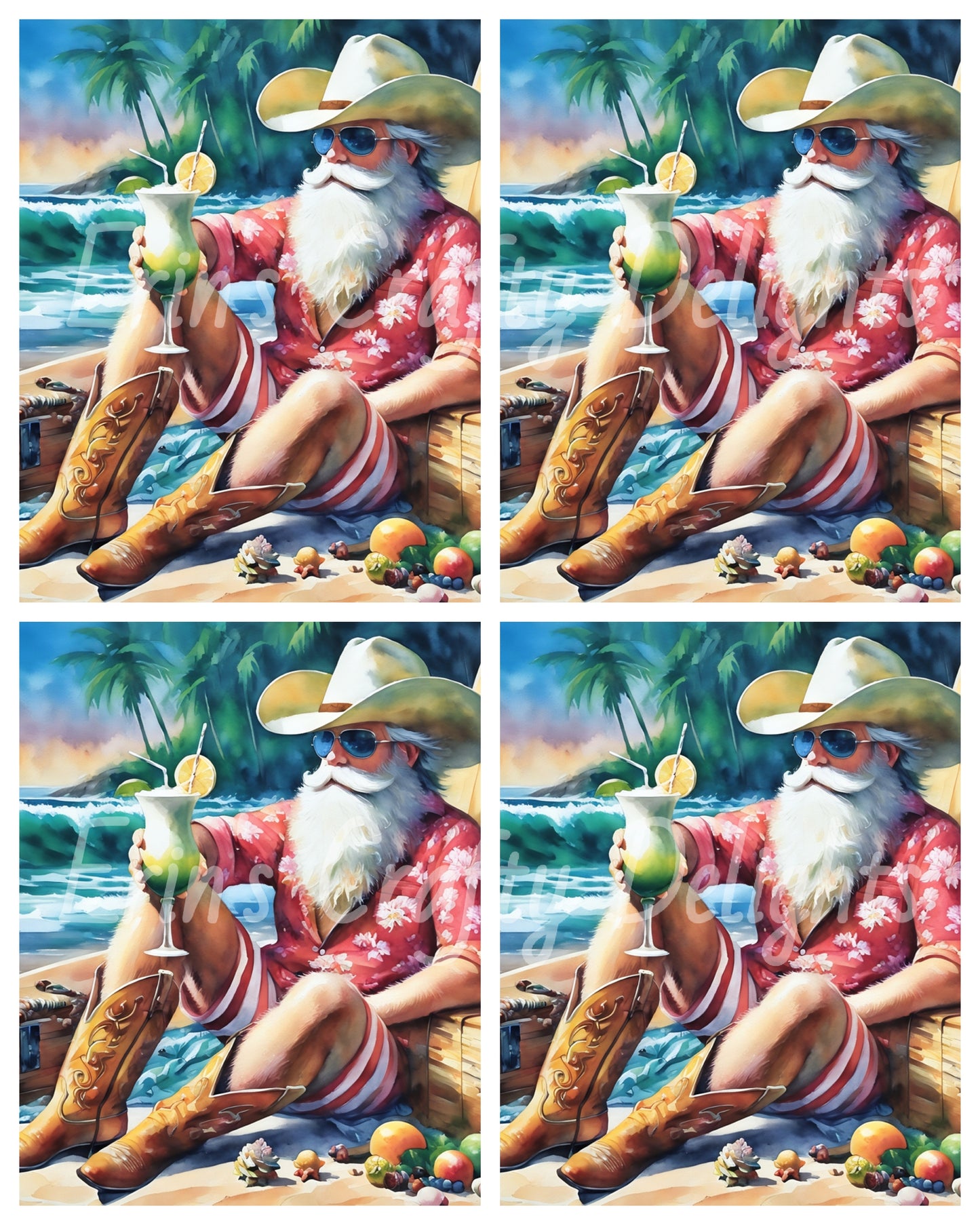 Beach Cowboy Santa & Surf Board 10